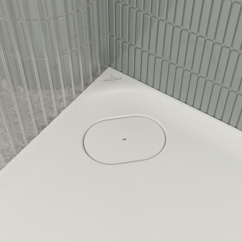 Villeroy & Boch Ecora douchebak - 100x100x3.5cm - hoekafvoer - stone white (wit) SW1559010