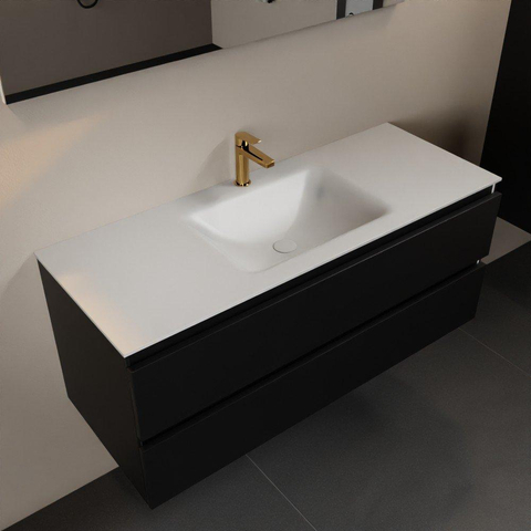 Mondiaz Aivy badmeubelset - 120x45x50cm - 1 kraangat - 1 wasbak talc Solid surface - Midden - 2 lades - Zonder spiegel - MDF Urban SW892232