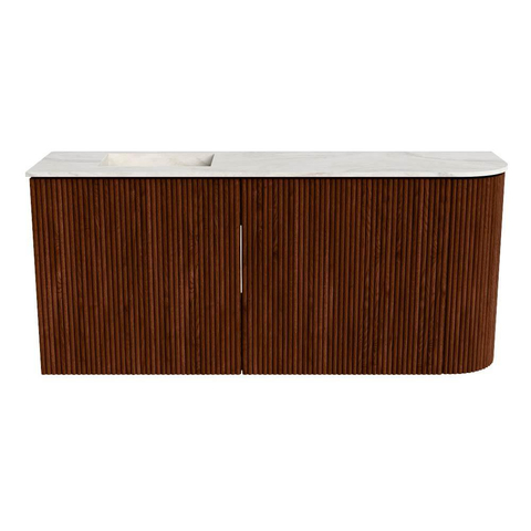 Mondiaz JOYA-DLUX 91.6cm toiletmeubel - ronding rechts kleur Ruby - Wastafel FAYE positie Links Zonder kraangat kleur Ostra. SW1423813