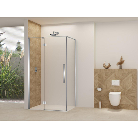 Van Rijn Products ST07 Deur tbv hoekcabine - 98x200 - helder glas incl. stabilisatiestang - Chroom SW1177942