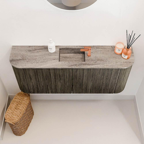 Mondiaz JOYA-DLUX 103.2cm toiletmeubel - ronding links en rechts kleur Shadow - Wastafel FAYE positie Midden 1 kraangat kleur Oza. SW1425096