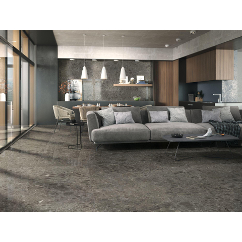 Terravito Mareno carreau mural et de sol - 60x60cm - 9.5mm - Carré - rectifié - Terrazzo - Noir mat SW522591