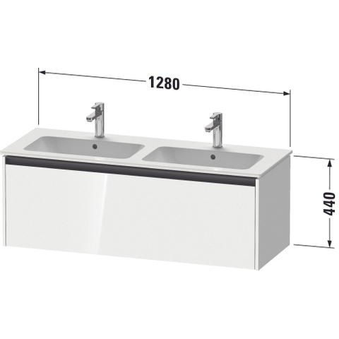 Duravit Ketho.2 Wastafelonderbouwkast - met 1 lade - voor dubbele wastafel - 128x48x44cm - met greep antraciet - donker noten mat SW772221