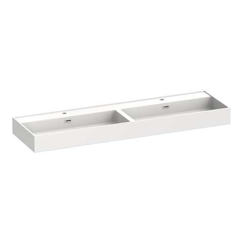 BRAUER Gravity lavabo - 160x46x13cm - 2 bassins - 2 trous de robinetterie - marbre minéral - blanc satiné SW1200488