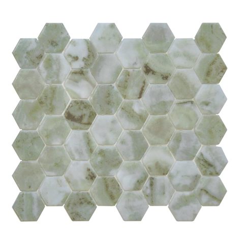 The Mosaic Factory Valencia mozaïektegel - 30x30cm - 5mm - hexagon - mat verde marble (groen) SW1102486