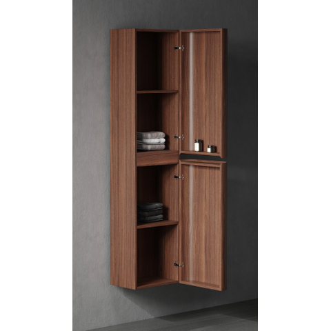 Royal Plaza Terra Hoge Kast - 170x35x40cm - 2 deuren - afgeronde hoeken - kastanje (walnoot) - licht beschadigd-OUTLETSTORE STORE45403