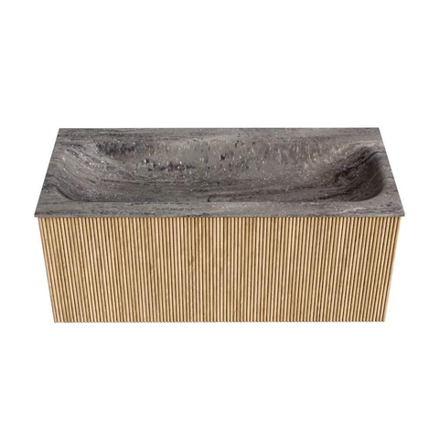 MONDIAZ KURVE-DLUX 100cm badmeubel kleur Oak met 1 lade en 0 deuren. Wastafel BIG MEDIUM Midden 1 kraangat Oza. SW1432634