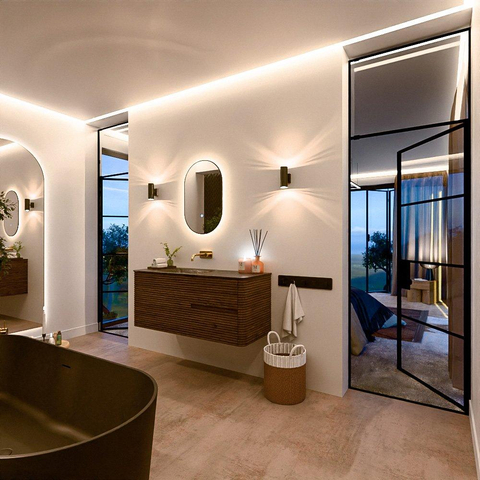 Mondiaz CIRO-DLUX Meuble de salle de bains - 120x45x50cm - lavabo en solid surface Lava - 1 vasque à gauche - sans trous de robinetterie - 2 tiroirs - Dusk SW1533034