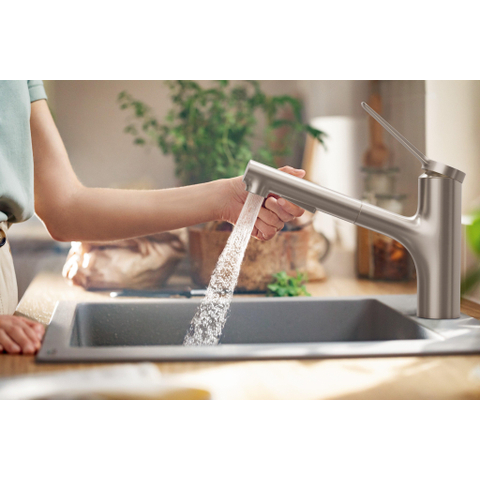 Hansgrohe Zesis M33 - 1 greeps keukenkraan - 150 metalen uittrekbare vdche - 2jet - sbox - rvs look SW918551