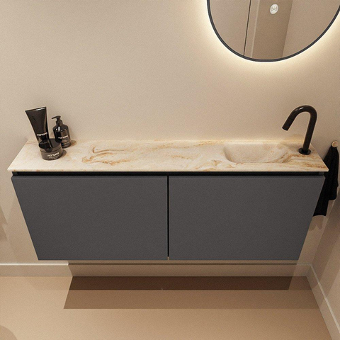MONDIAZ TURE-DLUX meuble de toilettes 120cm Dark Grey. EDEN lavabo Frappe position à droite. Avec 1 trou de robinet. SW1102742