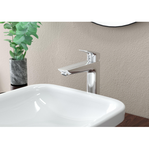 Hansgrohe Logis 1 greeps wastafelkraan - 190 met trekwaste - hoogglans chroom 0605644