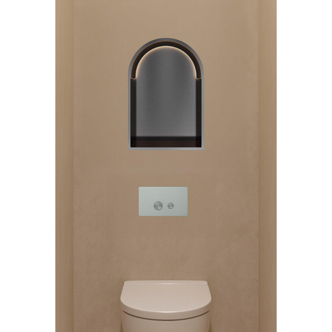 Hotbath &MORE Inbouwbox of inbouwnis Toogmodel - 30x45x10cm - met LED - IP44 - PVD - geborsteld zwart SW1246505