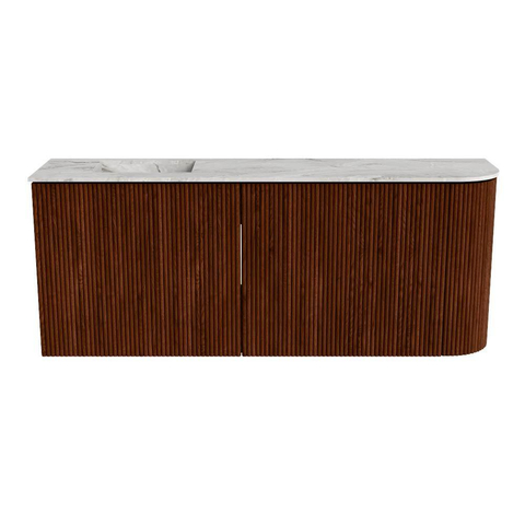 Mondiaz JOYA-DLUX 101.6cm toiletmeubel - ronding rechts kleur Ruby - Wastafel FAYE positie Links 1 kraangat kleur Glace. SW1423573