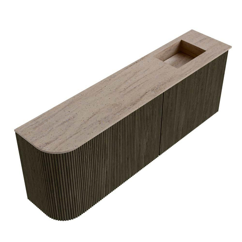 Mondiaz JOYA-DLUX 111.6cm toiletmeubel - ronding links kleur Shadow - Wastafel FAYE positie Rechts Zonder kraangat kleur Saba. SW1425164