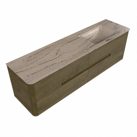 Mondiaz CIRO-DLUX Meuble de salle de bains - 170x45x50cm - Plan vasque en solid surface Arena - 1 lavabo à droite - 1 trou de robinet - 4 tiroirs - Dusk SW1533079