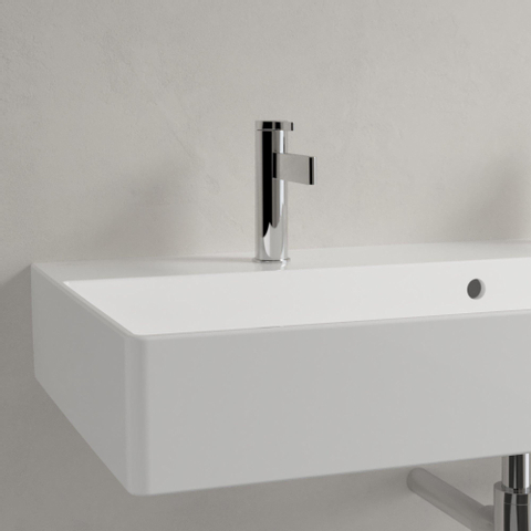 Villeroy & Boch memento 2.0 wastafel - voor handdoekhouders - 100x47cm - met overloop - 2 kraangaten CeramicPlus - White Alpine (glans wit) SW336045