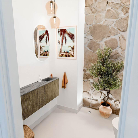 Mondiaz JOYA-DLUX 111.6cm toiletmeubel - ronding links kleur Dusk - Wastafel FAYE positie Rechts 1 kraangat kleur Sombra. SW1426178