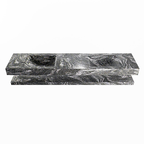 Mondiaz ALAN-DLUX Ensemble de meuble - 200cm - meuble Lava mat - 0 tiroirs - Lavabo Cloud Lava suspendu - vasque Gauche et droite - 0 trous de robinet SW809312