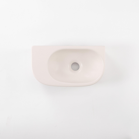 QeramiQ Pure Fontein - 40x22x12cm - glad - halfrond - zonder kraangaten - keramiek - linnen SW1449885