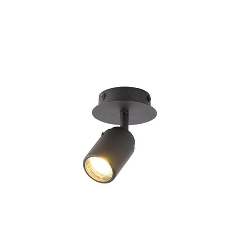 QAZQA Ducha plafonnier de salle de bains - 10x10cm - 1 spot - IP44 - noir mat SW1187200