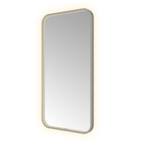Hotbath &MORE Spiegel - 50x100cm - direct en indirect LED - spiegelverwarming - color changing - dimbaar - met afstandsbediening - PVD - geborsteld gunmetal antraciet SW1246087