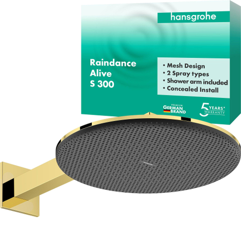 Hansgrohe Raindance alive S - hoofddouche 300 - 2jet wand - gepolijst goud (goud) SW1388882