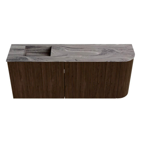 Mondiaz JOYA-DLUX 101.6cm toiletmeubel - ronding rechts kleur Walnut - Wastafel FAYE positie Links 1 kraangat kleur Sombra. SW1424757