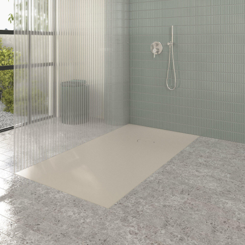 Villeroy & Boch Ecora douchebak - 170x90x4.5cm - afvoer korte zijde - almond (beige) SW1558956