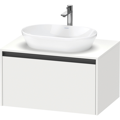 Duravit Ketho.2 Wastafelonderbouwkast - inclusief consoleplaat - met 1 lade - 80x55x45.9cm - met handgreep antraciet - wit mat SW772873