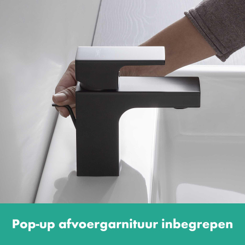 Hansgrohe Vernis Shape 1 greeps wastafelkraan - 70 zinc - met trekwaste - mat zwart SW651673