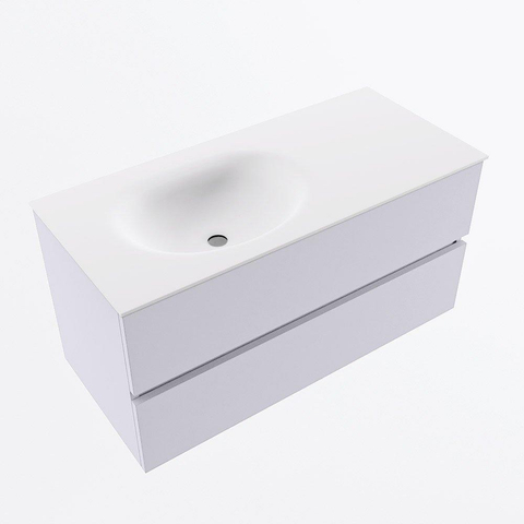 Mondiaz VICA Ensemble meuble de salle de bains - 100cm - plan - 2 tiroirs - Lavabo MOON - gauche - 1 trou de robinet - couleur talc - version XL 60cm de hauteur SW1189236