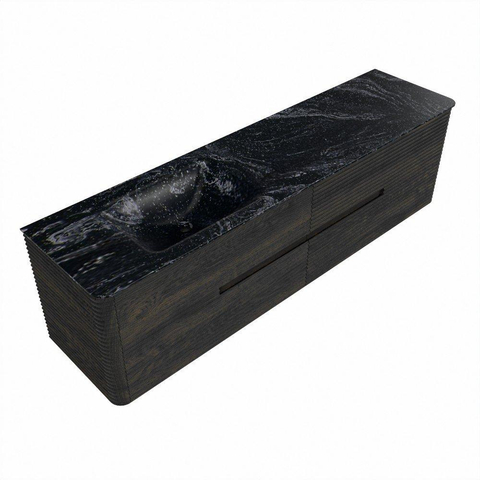 Mondiaz CIRO-DLUX Badkamermeubelset - 180x45x50cm - Solid surface wastafel Lava - 1 wasbak Links - 1 kraangat - 4 lades - Shadow SW1532526