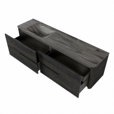 Mondiaz CIRO-DLUX Badkamermeubelset - 180x45x50cm - Solid surface wastafel Sombra - 1 wasbak Links - 1 kraangat - 4 lades - Shadow SW1532786