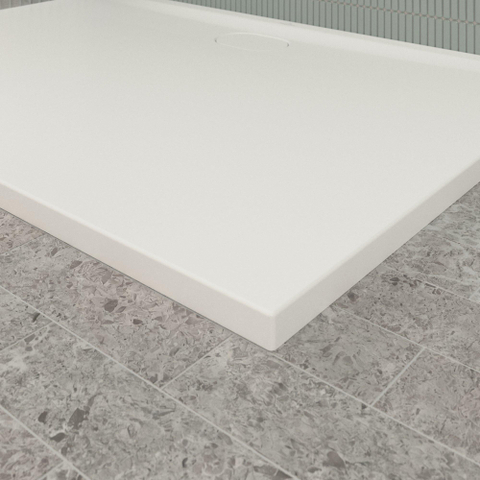 Villeroy & Boch Ecora douchebak - 140x100x3.5cm - afvoer lange zijde - stone white (wit) SW1558964