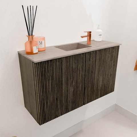 Mondiaz JOYA-DLUX Meuble de salle de bains 70cm - couleur Shadow - Vasque FAYE position Milieu 1 trou de robinet couleur Saba. SW1425106