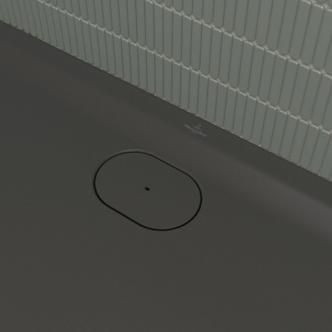Villeroy & Boch Ecora douchebak - 180x90x3.5cm - afvoer lange zijde - anthracite (antraciet) SW1558968