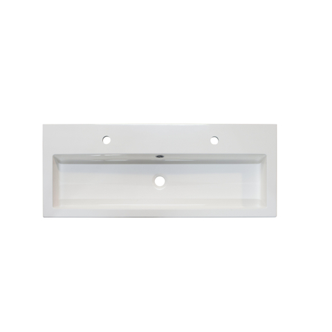 H&R Badmeubelen SLine Keramische wastafel SLine 101x41x4cm met twee kraangaten wit SW759040