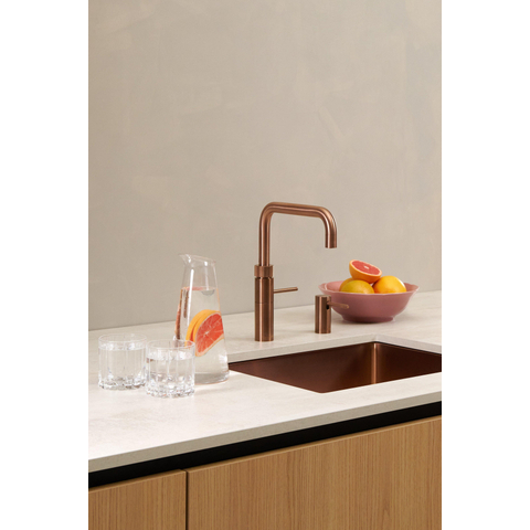 Quooker Fusion Square kokendwaterkraan - draaibare uitloop - Combi+ reservoir - Warm / kokend water - Rosé koper SW968360