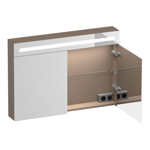BRAUER Promise Deluxe spiegelkast – 99x70x15 cm – directe LED boven – Mokka SW1203672