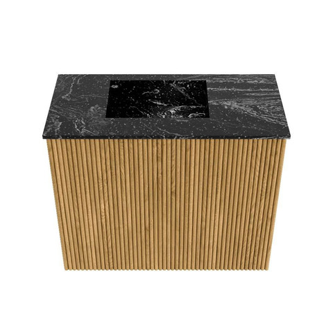 Mondiaz JOYA-DLUX 50cm toiletmeubel - kleur Oak - Wastafel FAYE positie Links Zonder kraangat kleur Lava. SW1422037