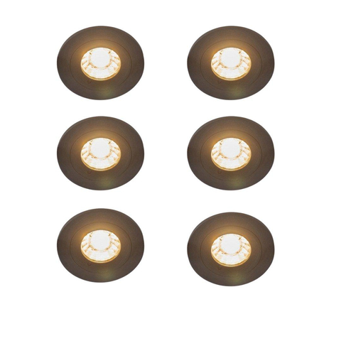 QAZQA Xena inbouwspot - set van 6 - 8x8cm - IP44 - rond - mat zwart SW1210676