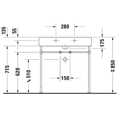 Duravit Vero Wastafel - met kraangat - met overloop - 80x47cm - met wondergliss - wit 0305310