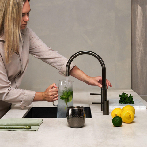 Quooker Fusion Round kokendwaterkraan - draaibare uitloop - Combi reservoir - Warm / kokend water - Gun metal SW968363