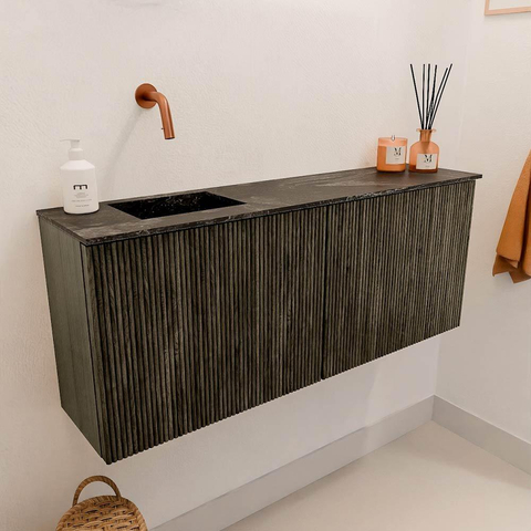 Mondiaz JOYA-DLUX 100cm meuble de toilette - couleur Shadow - Vasque FAYE position Gauche Sans trou de robinet couleur Lava SW1422840