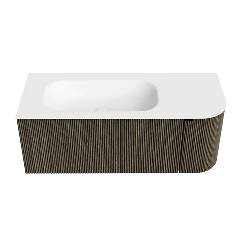Mondiaz KURVE Ensemble de meubles de salle de bains - 115x46x40cm - 1 tiroir - 1 porte - lavabo solid surface - gauche - sans trou de robinet - Shadow SW1414229
