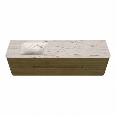 Mondiaz CIRO-DLUX Badkamermeubelset - 180x45x50cm - Solid surface wastafel Nata - 1 wasbak Links - zonder kraangaten - 4 lades - Dusk SW1533276