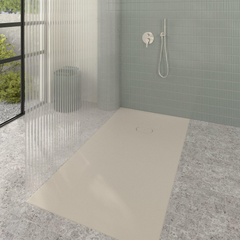 Villeroy & Boch Ecora douchebak - 170x90x4.5cm - afvoer korte zijde - almond (beige) SW1558956