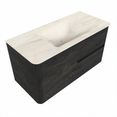 Mondiaz CIRO-DLUX Badkamermeubelset - 100x45x50cm - Solid surface wastafel Ostra - 1 wasbak Midden - 1 kraangat - 2 lades - Shadow SW1532454