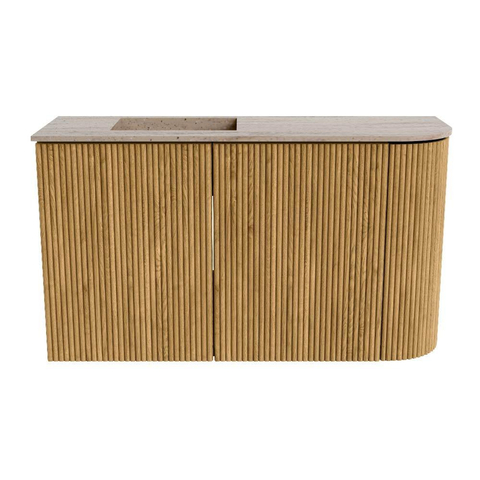 Mondiaz JOYA-DLUX Meuble de toilette 71.6cm - arrondi droit couleur Chêne - Vasque FAYE position Gauche Sans trou de robinet couleur Saba SW1424198