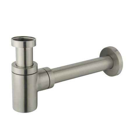 QeramiQ Fuente Pack Lave-mains - 38x7x24cm - 1 trou de robinet - céramique - robinet Inox brossé - Blanc brillant SW1111475